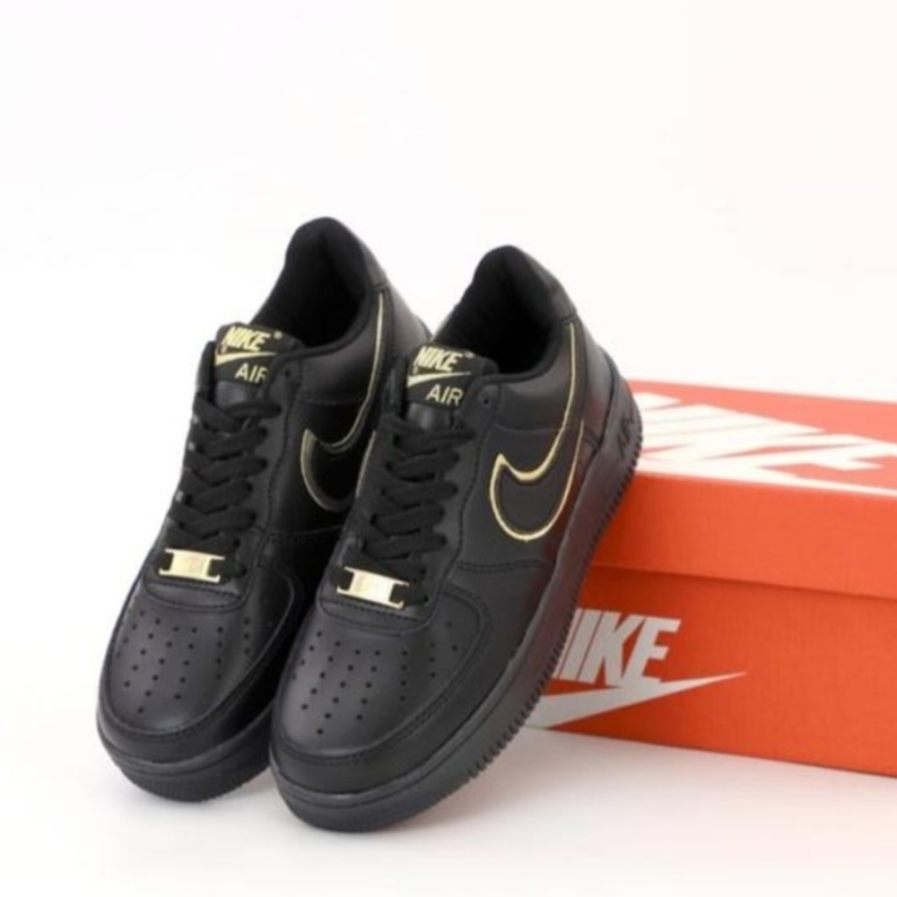 Nike Black and Gold Sneakers Airforce Ones
